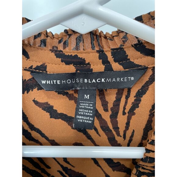 White House Black Market Tiger Print Sleeveless Blouse Women M Button Front Chic - Picture 4 of 8